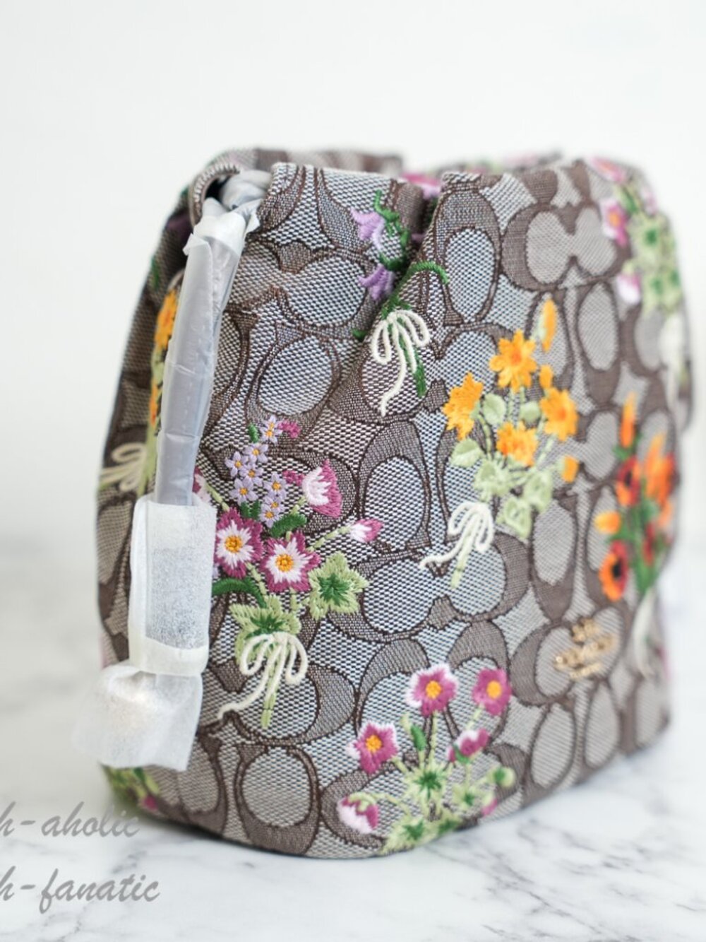 COACH CDZ94 Faye Mini Drawstring Bag Signature Jacquard Floral Embroidery NWT - Picture 7 of 16